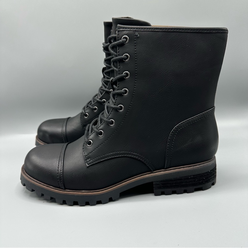 B.O.C By Born Combat Boots Lace Up Faux Leather Women's Size 10 M Black